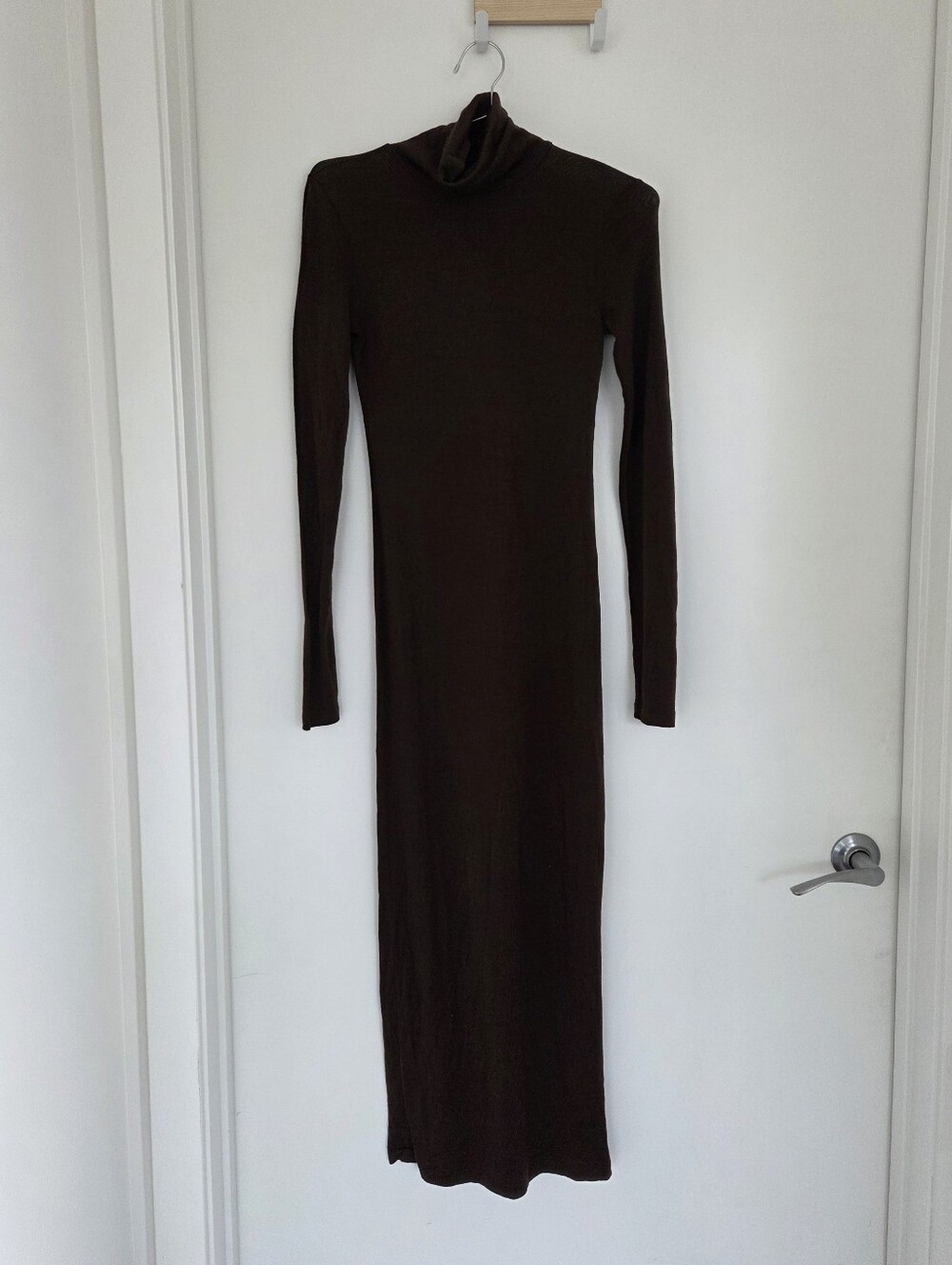 Wool-Blend Jersey Turtleneck Midi Dress XS